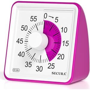 Secura 60-Minute Countdown Visual Timer with Adjustable Alarm Volume